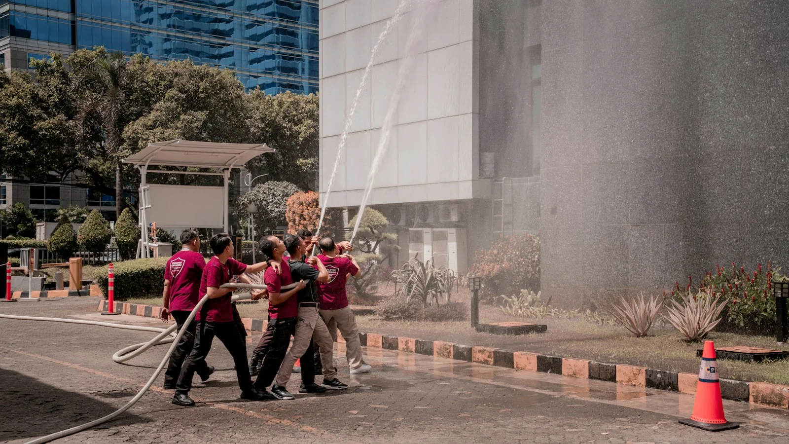 Firefighters during professional skills training